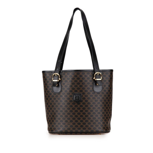 Celine Black Leather Macadam Bag Brown Tote - Picture 1 of 8